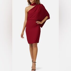 Halston One-Shoulder Red Dress